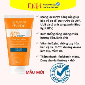 Kem chống nắng Avene Dry Touch Fluide SPF50