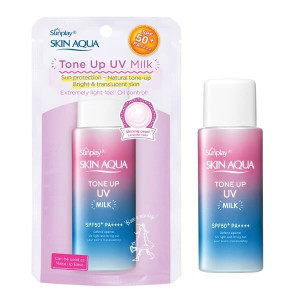 Kem chống nắng sunplay skin aqua tone up UV milk lavender